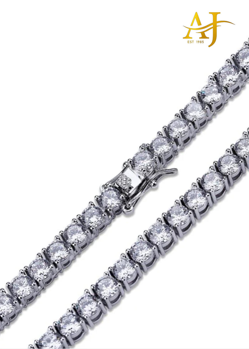 4MM SILVER MOISSANITE TENNIS CHAIN