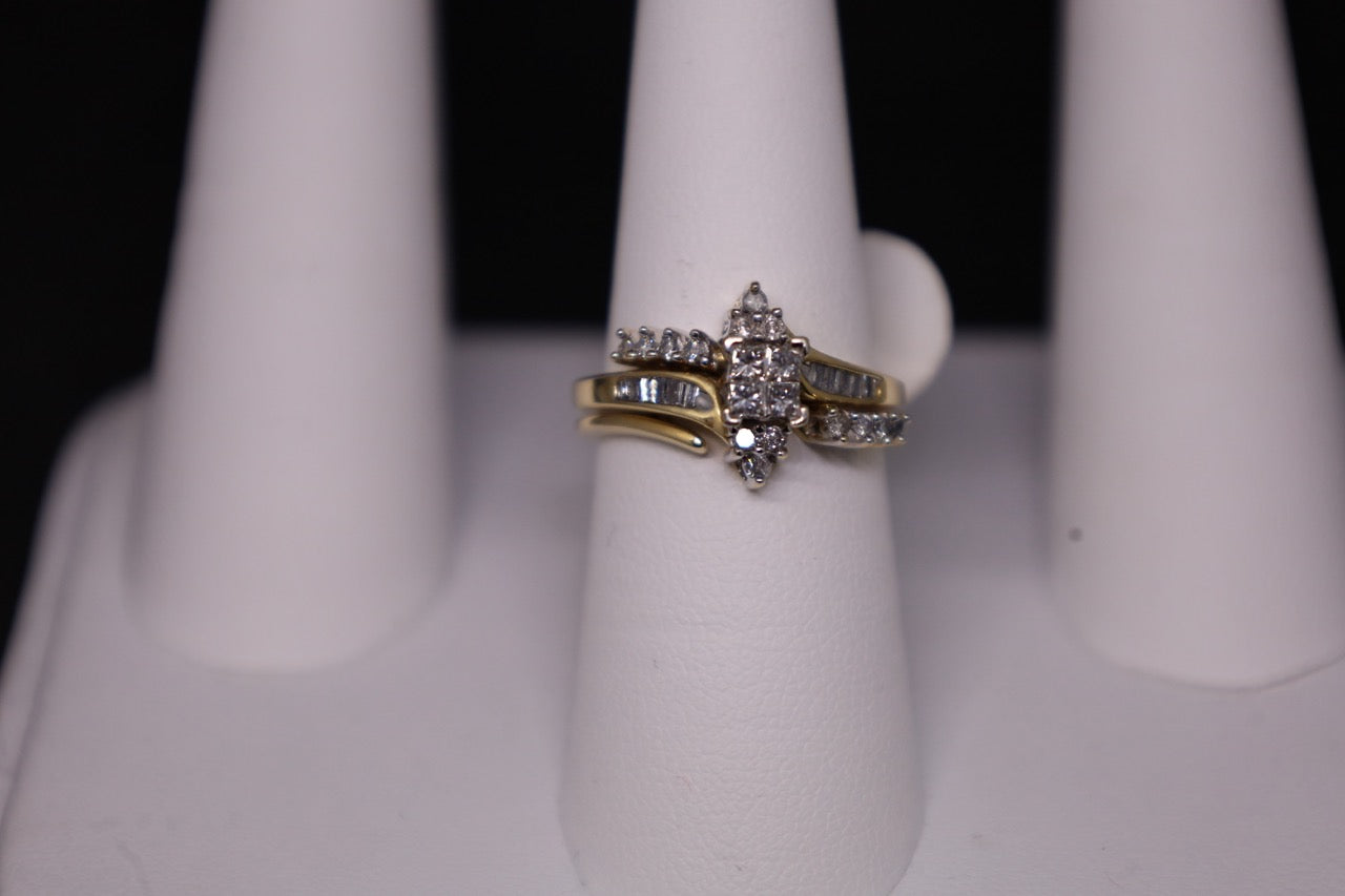 14KT Marquise Cut Cluster Ring