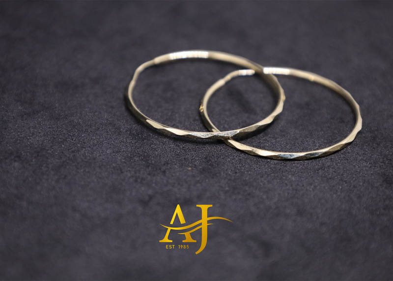 14K Diamond Cut Hoops