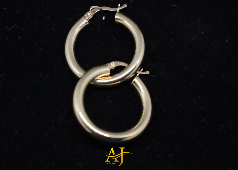 14KT Plain Gold Hoops