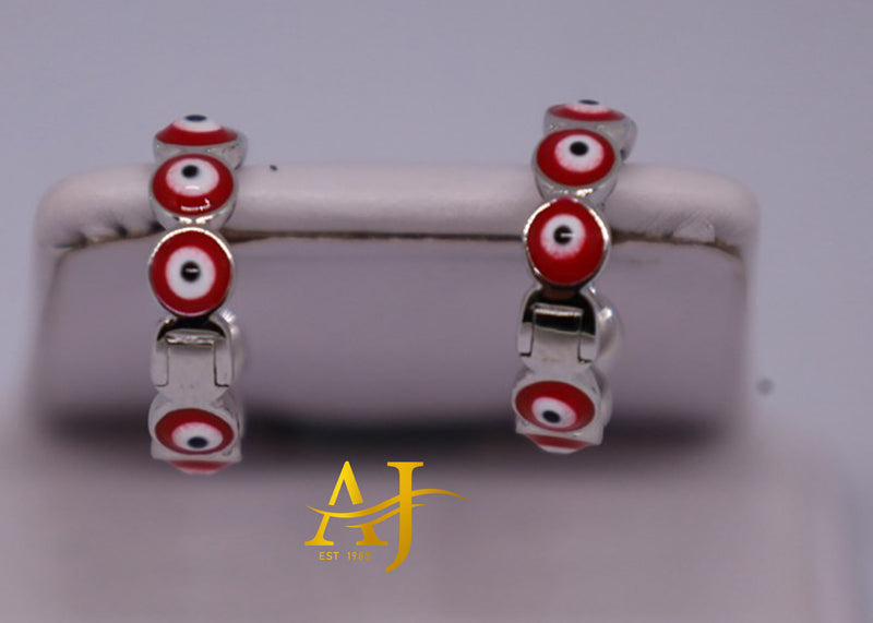 925 Red Evil Eye Hoops