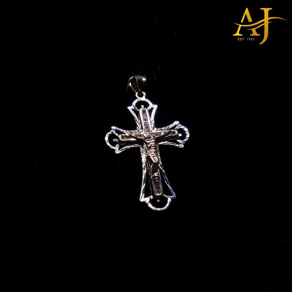 14KT 3 Tone Cross CZ