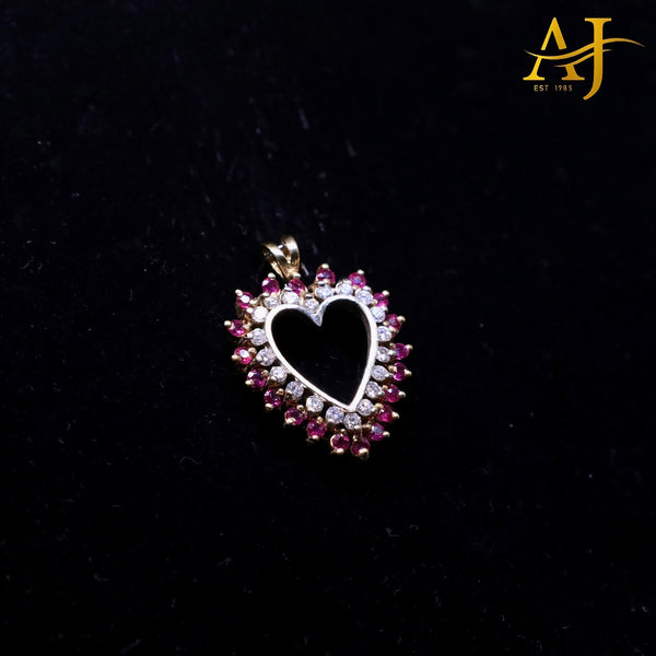 14KT Ruby/Diamond Heart