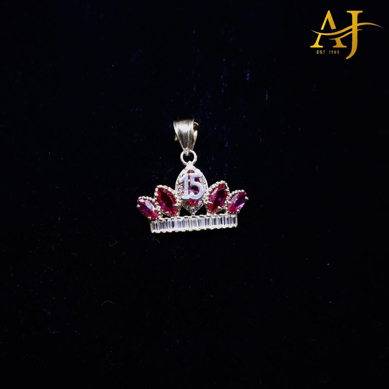 14KT XV Años Crown Pendant