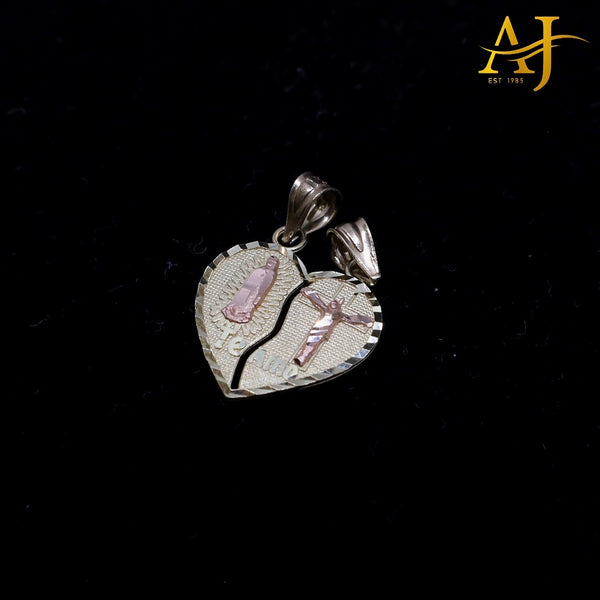 14KT 2 Tone Split Heart