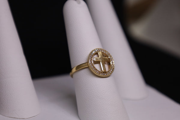 Anillo de cruz de oro de 14 kt