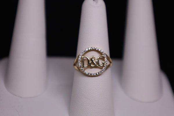 14KT CZ Initial Ring