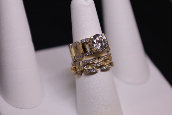 14KT 2 Tone Wedding Set CZ