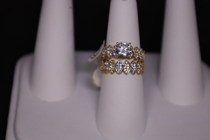 14KT 2 Tone Wedding Ring Set