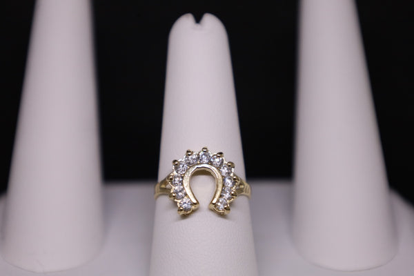 14KT CZ Horseshoe Ring