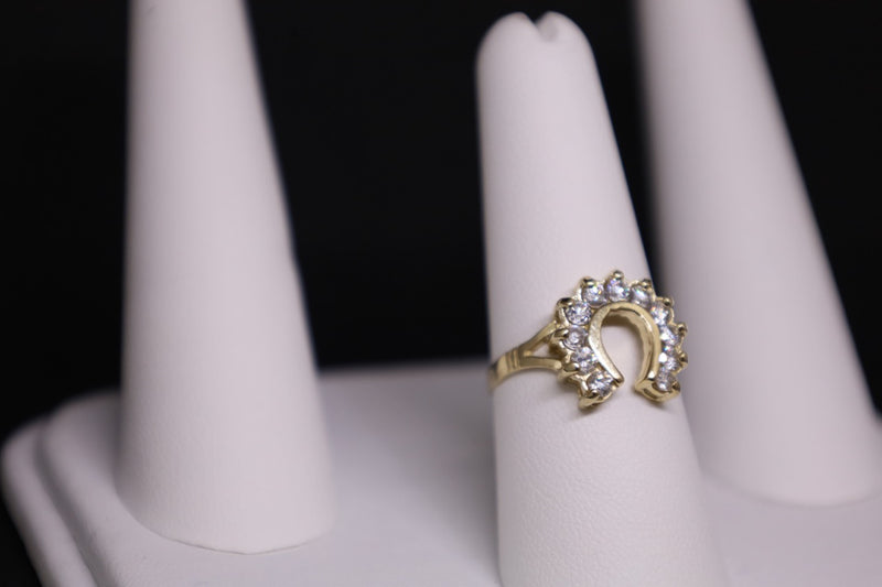 14KT CZ Horseshoe Ring