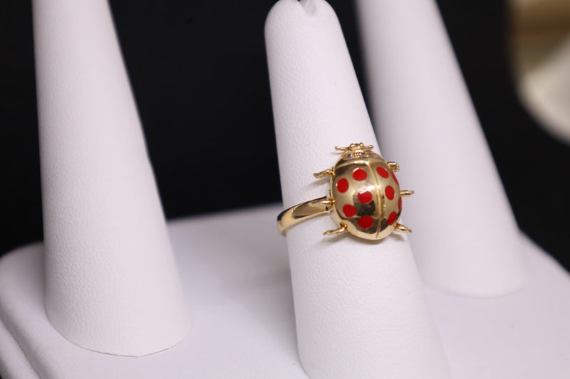 14KT Lady Bug Enamel CZ