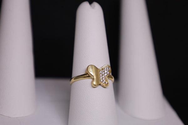 Anillo de mariposa con circonita cúbica de 14 quilates