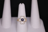 14KT Evil Eye CZ Clover Ring