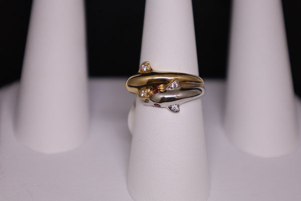 14KT 2 Tone Dolphin Ring