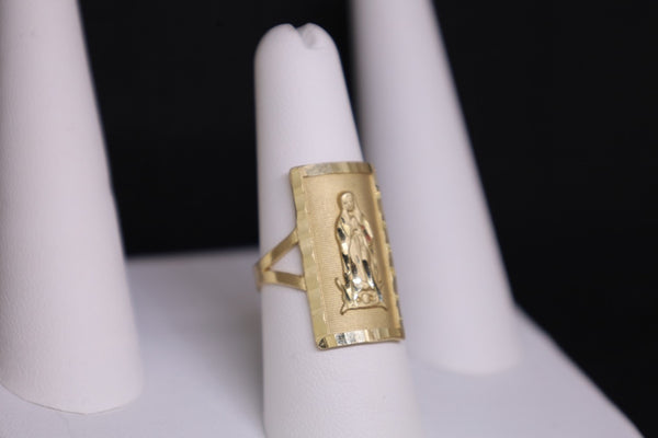 Anillo cuadrado de la Madre María de oro de 14 kt