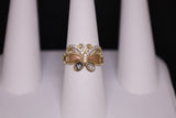 14KT 3 Tone Butterfly CZ Ring