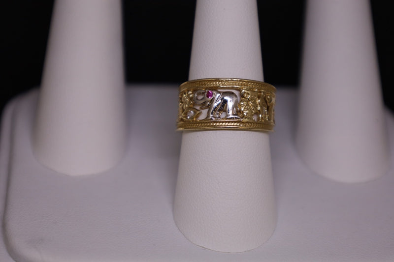 Anillo de la suerte de dos tonos de oro de 14 kt