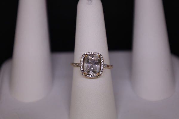 14KT Halo Cushion CZ