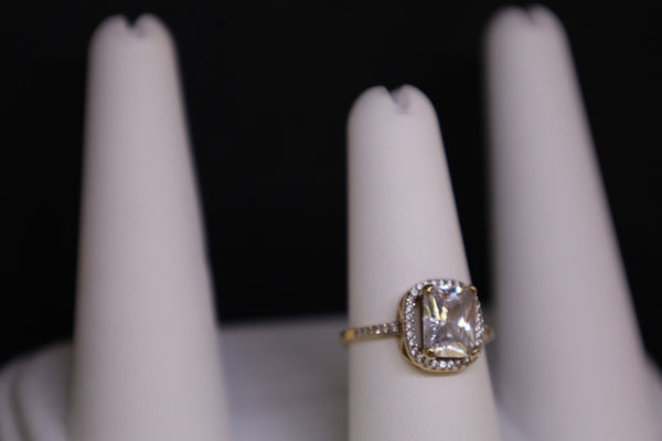 14KT Halo Cushion CZ