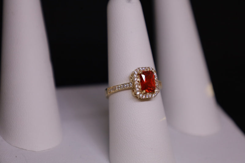 14KT Halo Ruby CZ Promise Ring