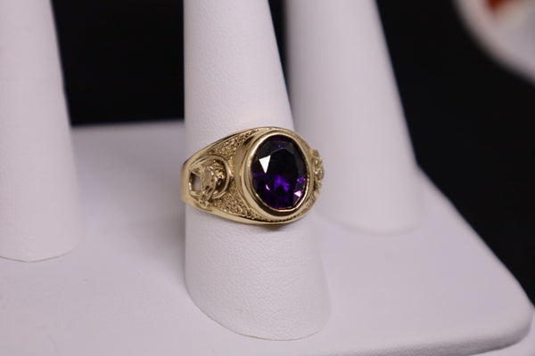 Anillo de caballo morado con circonita cúbica de 14 quilates