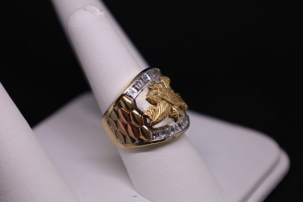 14KT 3 Tone Eagle CZ Ring