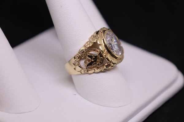 14KT CZ Nugget Cut Horse Ring