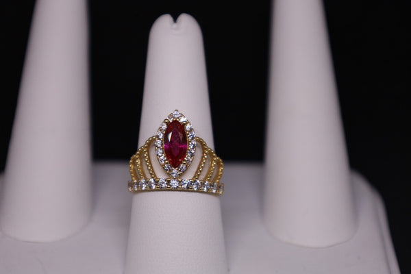 14KT Crown Ruby CZ Ring