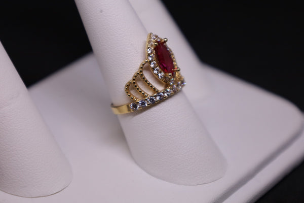 14KT Crown Ruby CZ Ring