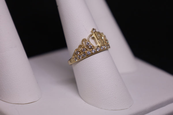 14KT CZ Crown XV Años Ring