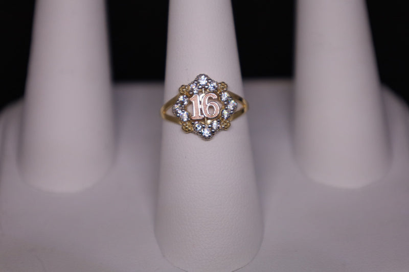 14KT Sweet 16 CZ Ring