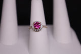 14KT Ruby CZ Halo CZ